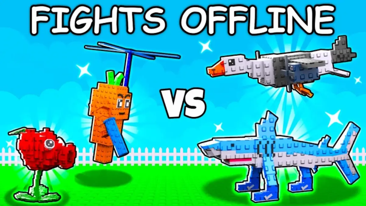 A vibrant garden defense scene from the Roblox game Plants vs Brainrots, with powerful plants fighting off waves of brainrot enemies.