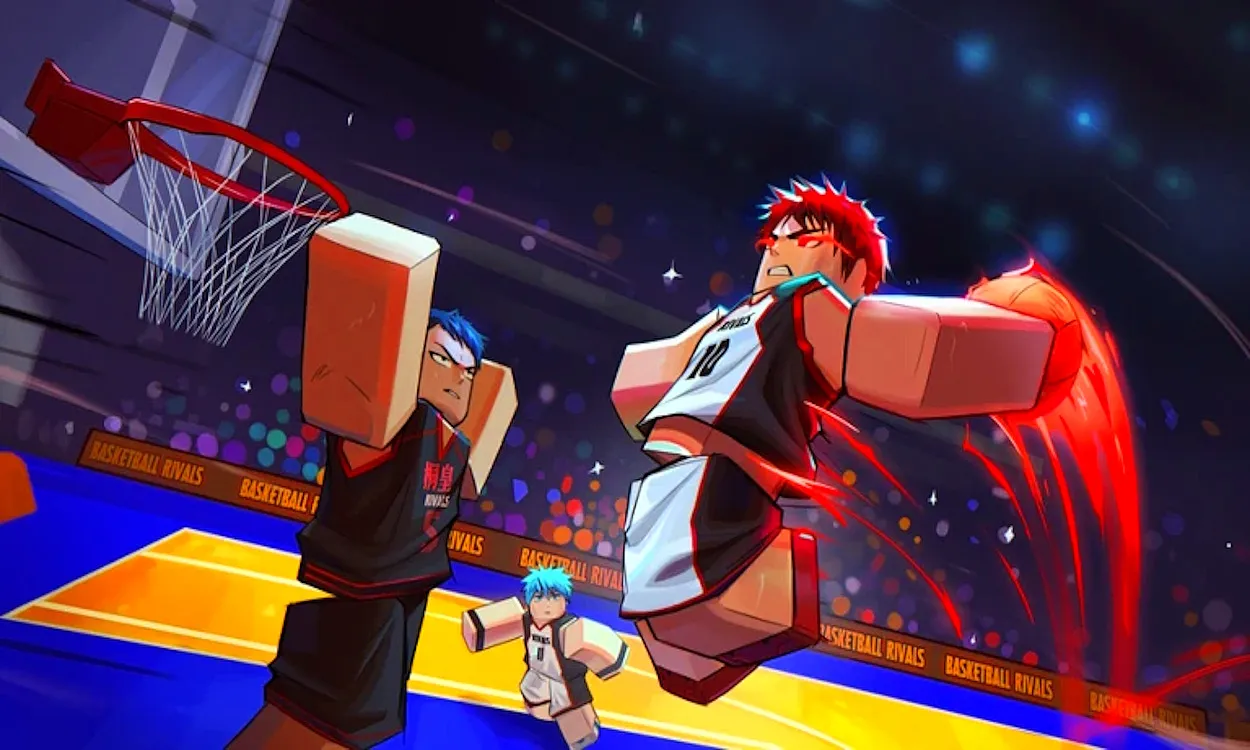 Basketball Zero gameplay featuring players on the basketball court in Roblox.