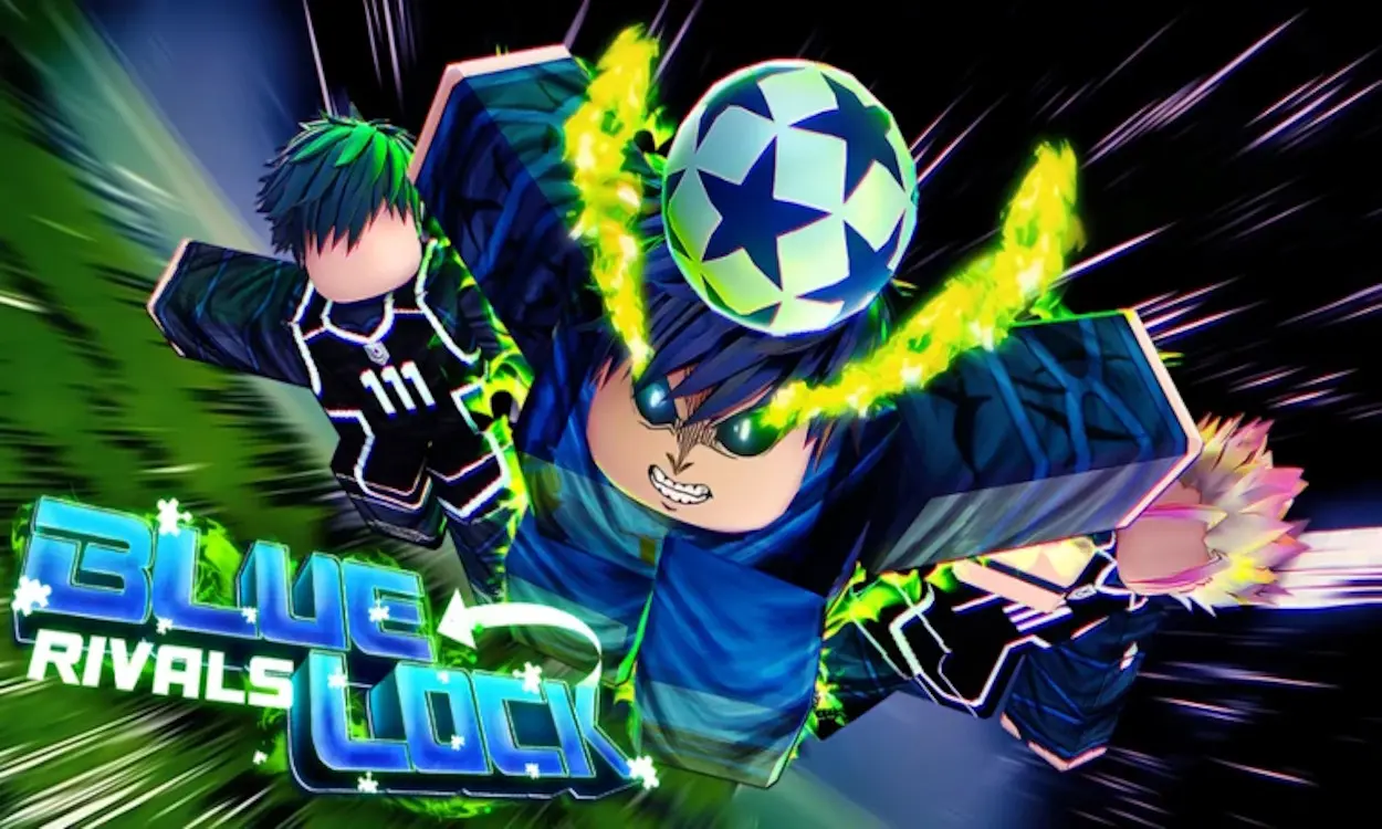 Blue Lock Rivals gameplay featuring soccer players on the field in Roblox.