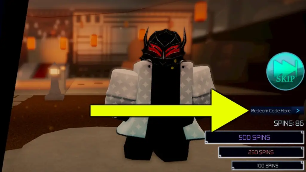 Highlighted redeem code menu in Jujutsu Infinite showing the Redeem button.