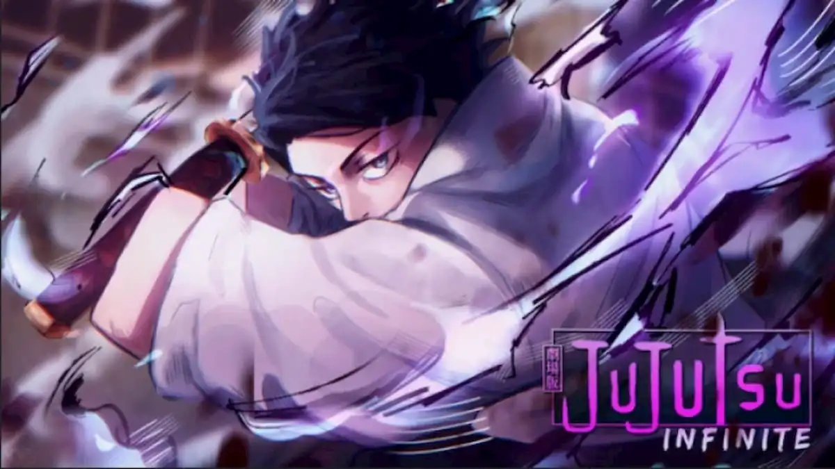 Stylized Roblox sorcerer channeling cursed energy in Jujutsu Infinite.